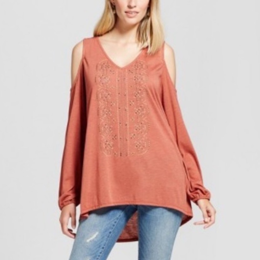 Women's Embellished Cold Shoulder Top